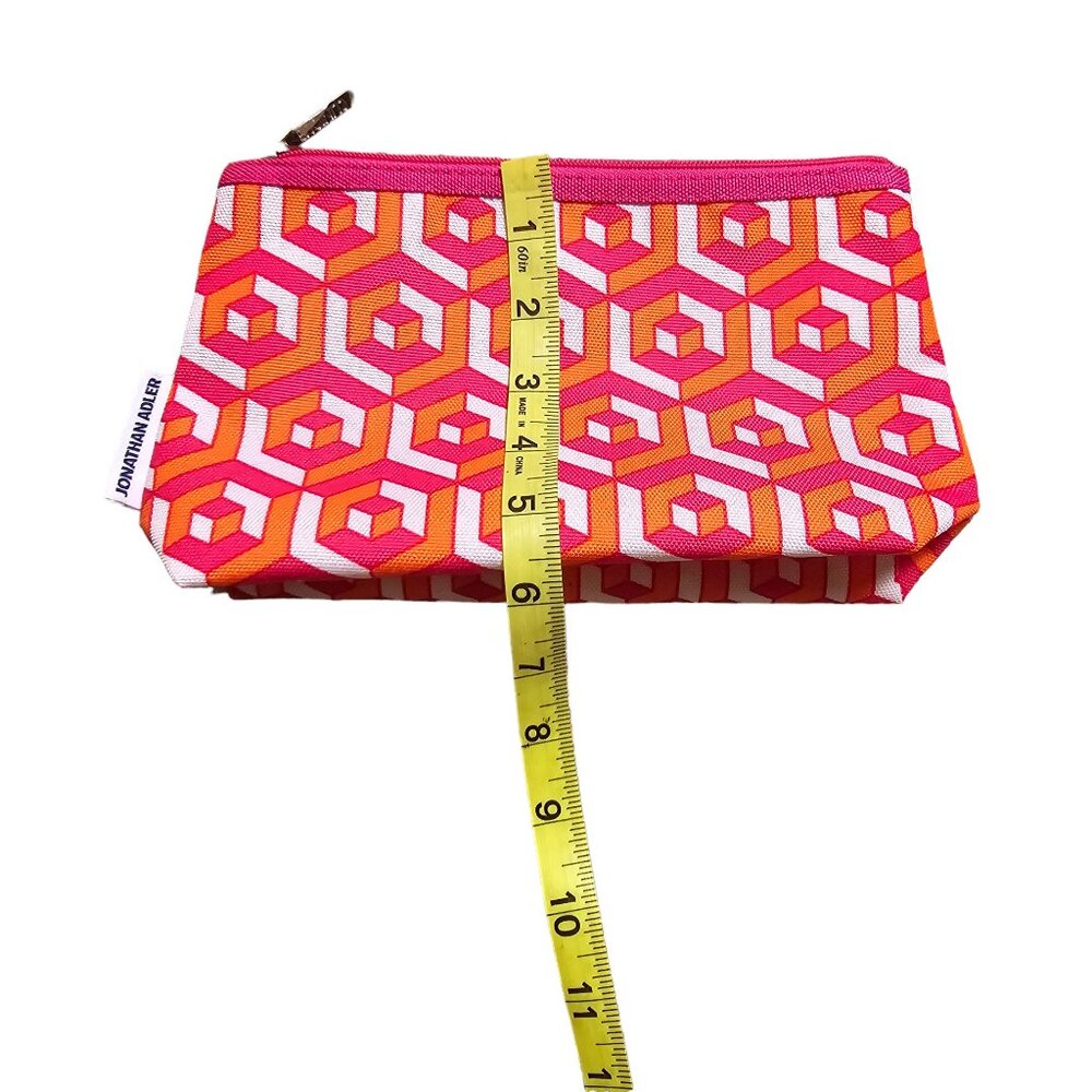 Jonathan Adler Pink Orange and White Clinique Cosmetic Bag New Without Tags - Picture 4 of 7